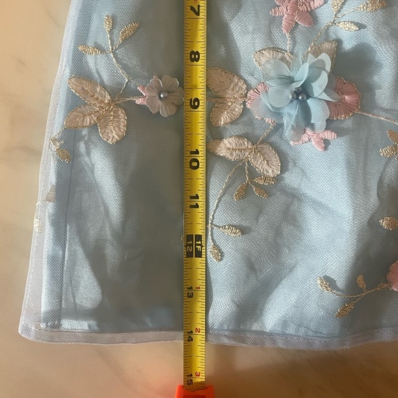 Choupette Girls Blue Pink Floral Embroidered Dress 92/56 (18-24M) Fancy Party - Picture 7 of 9